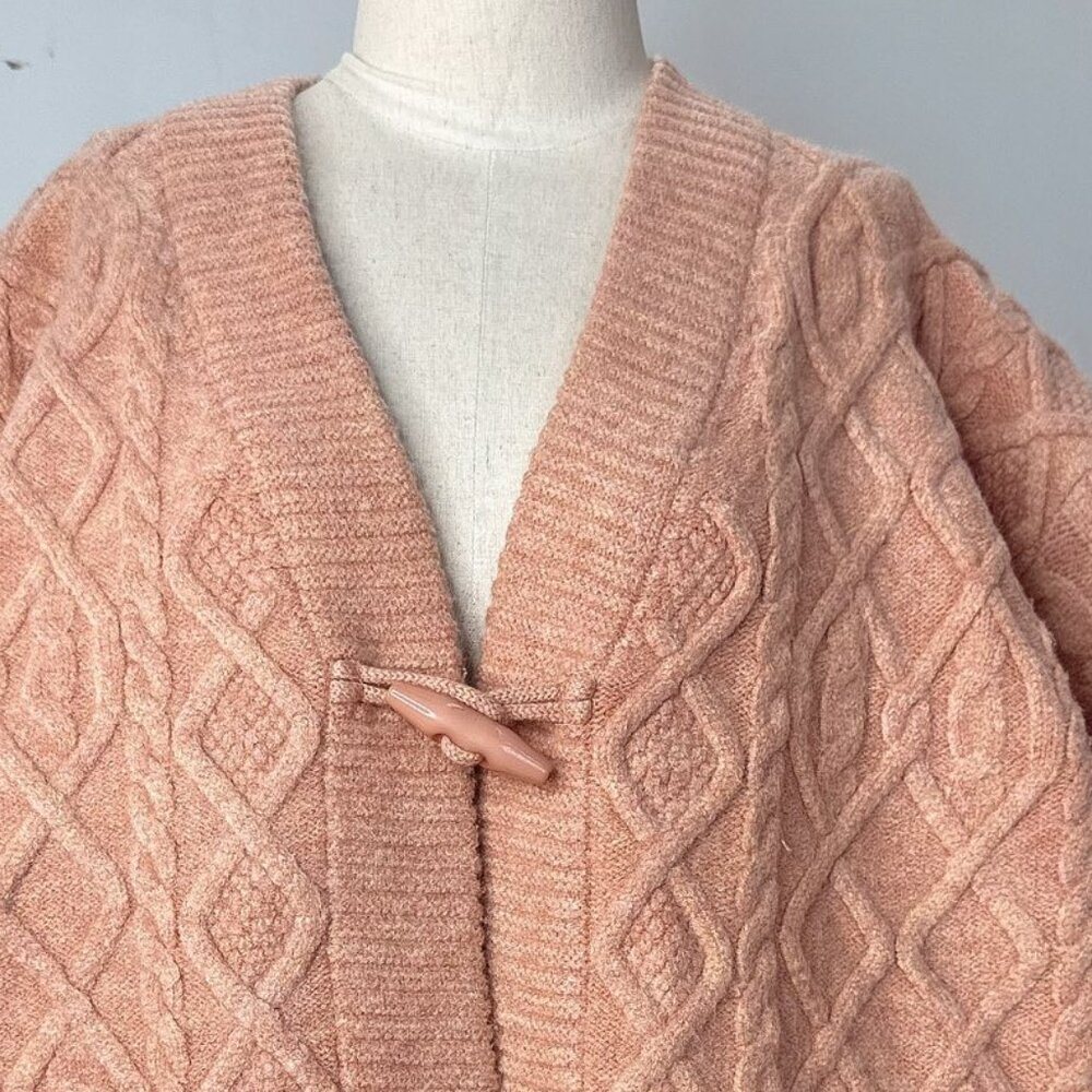 Pink Oversized Cable Knit Toggle Button Cozy Card… - image 2